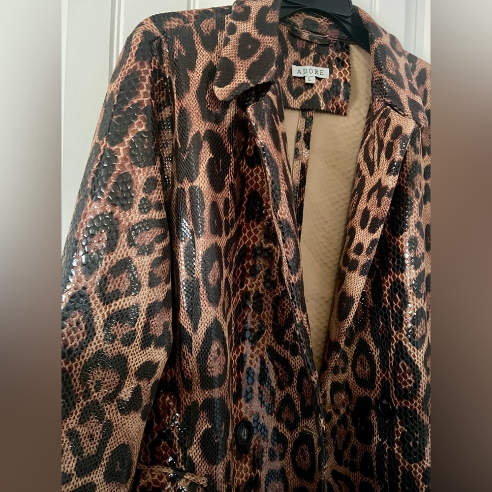 Adore coat leopard Print ,efffects snakeskin strech women size large - Picture 2 of 6